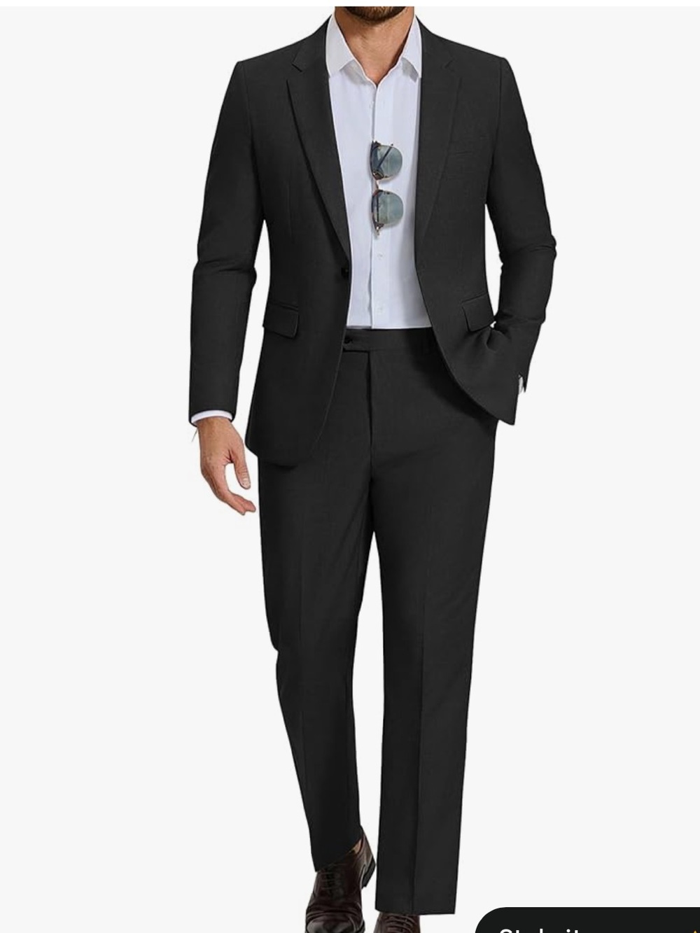 Mens Classic Black Suit Silk Set- Modern Fit Jacket 42/Pants 36